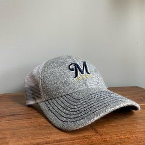 Milwaukee Brewers New Era Light Heathered Gray Hat With Mesh Backed Hat